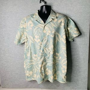 Banana Republic Shirt Men’s SZ XL Green Short Sleeves Floral Button Down Shirt